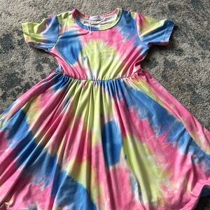New w Out tag Colorful Tie-Dye Kids Dress